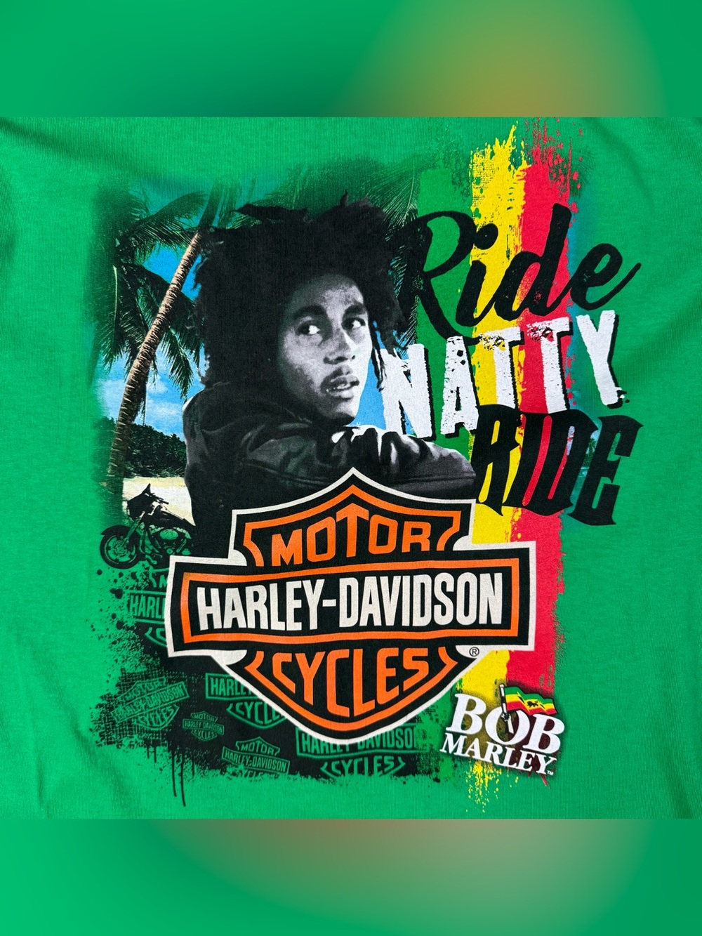 Bob Marley Harley Davidson T-Shirt XL Nassau Bahamas Reggae Rasta Motorcycle Tee